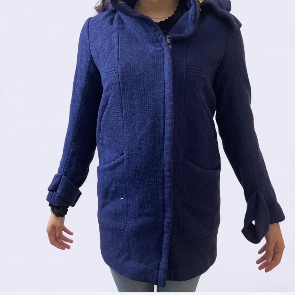 ASOS Dark Blue Hooded Wool Coat